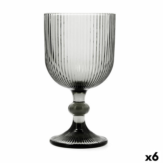 Wine glass Bidasoa Fosil Grey Glass 370 ml (6 Units)-0