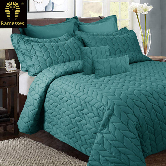 NNEDSZ 9 Pieces Ultrasonic Comforter Set Queen Teal-0