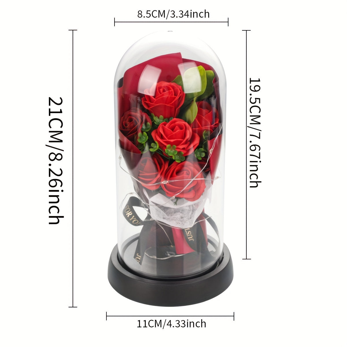 NNETM Romantic Everlasting Rose Bouquet with LED Lights-1